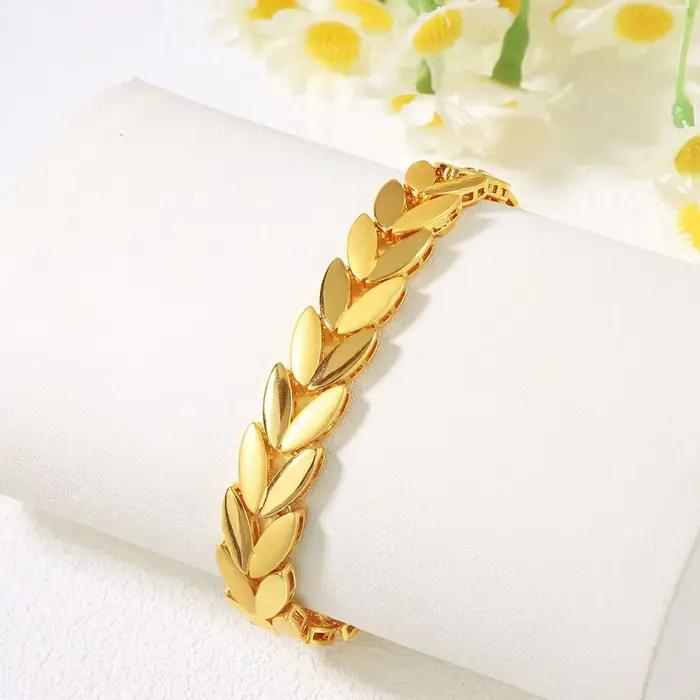 Ensemble de bijoux Habesha plaqué or 21 carats avec feuilles de zircone brésiliennes collier bracelet boucles doreilles pour femmes occasions spéciales