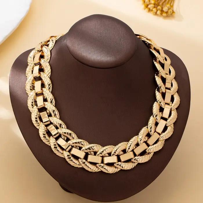 Collier pour femme, collier à chaîne à boucle ronde exagéré et tendance