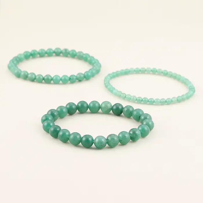 Bracelet en Aventurine verte 4/6/8mm, fait à la main, élastique, extensible, pour Yoga, pierre naturelle, pouvoir de guérison, cadeaux énergétiques pour femmes