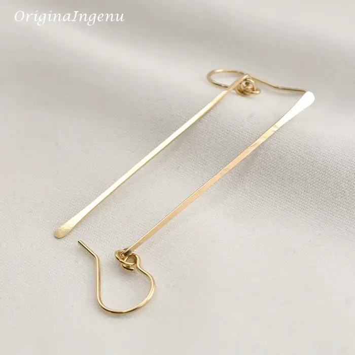 Boucles d'oreilles longues faites à la main en argent 925/or