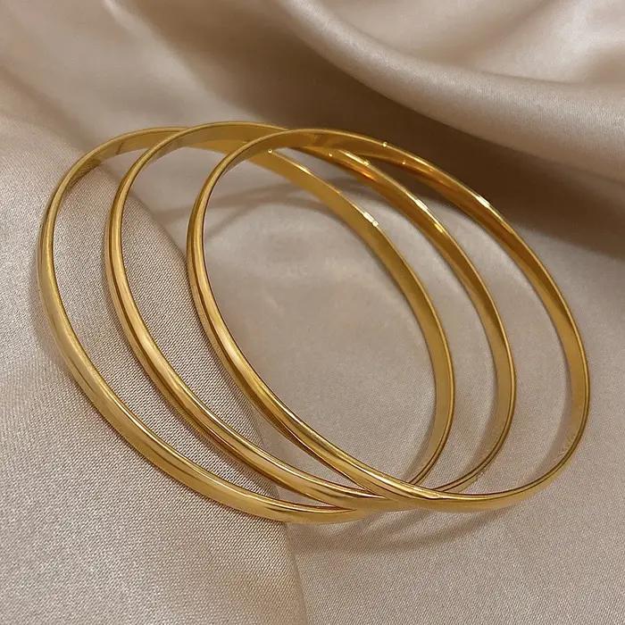 Bracelet en acier inoxydable plaqué or brillant 18 carats pour femmes