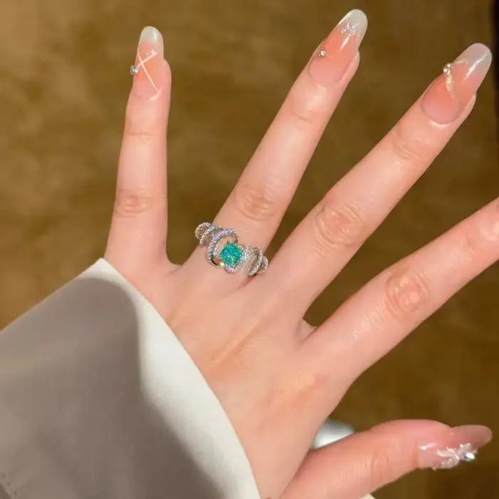 Bagues Paraiba en spirale serties de diamants frais et de haute qualité pour femmes, bague romantiqu