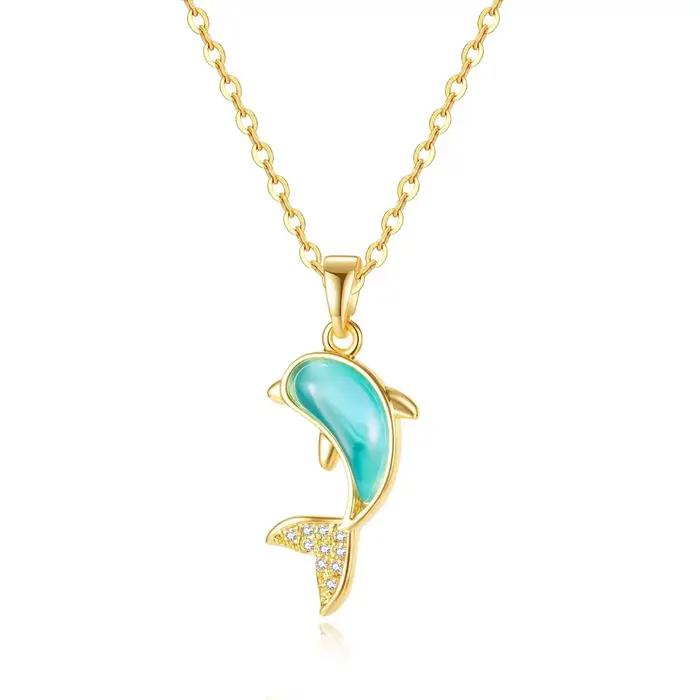 Collier dauphin bleu pour femmes, nouveau sentiment de luxe, élégant, polyvalent, chaîne de clavicule, pendentif, bijoux, 2022