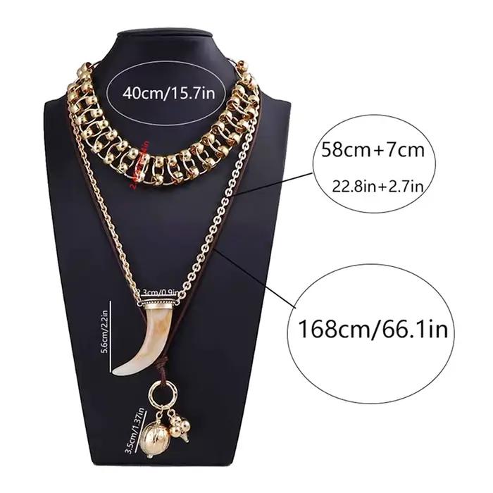 Lot de 3 colliers multicouches avec pendentif en corne, bijoux à breloques de Cowgirl lourd et exqui