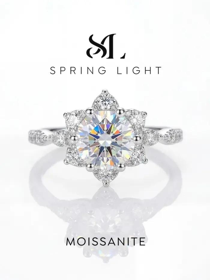 Bague Tournesol Classique en Moissanite 1 Carat pour Femme
