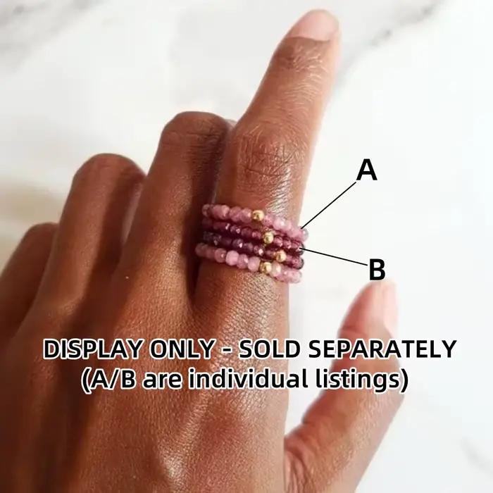 Bague réglable en plaqué or 18 carats avec pierre naturelle rose tourmaline pour femmes, design boho chic, ajustable, pour soirées et cérémonies