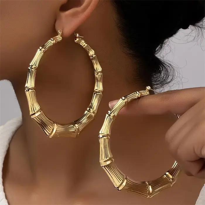 Lot de 3 paires de boucles d'oreilles créoles géométriques grandes et rondes pour femme