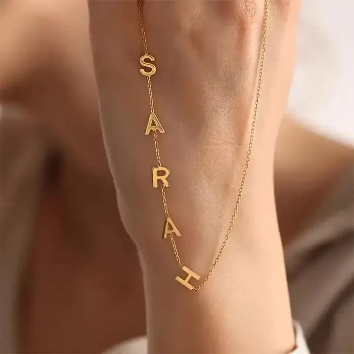 Collier personnalisé avec 26 lettres et nom pour femmes et hommes