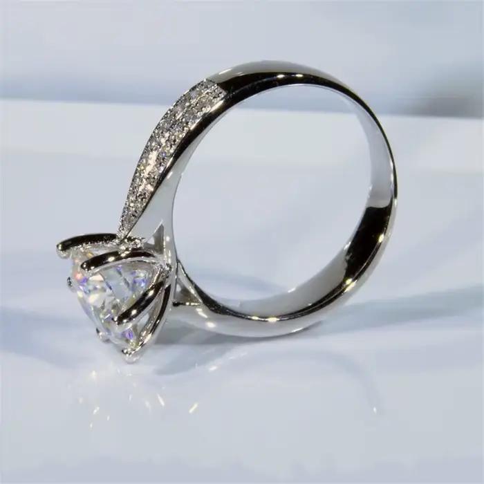 Solitaire – bague diamant de laboratoire en or blanc 3ct pour femme