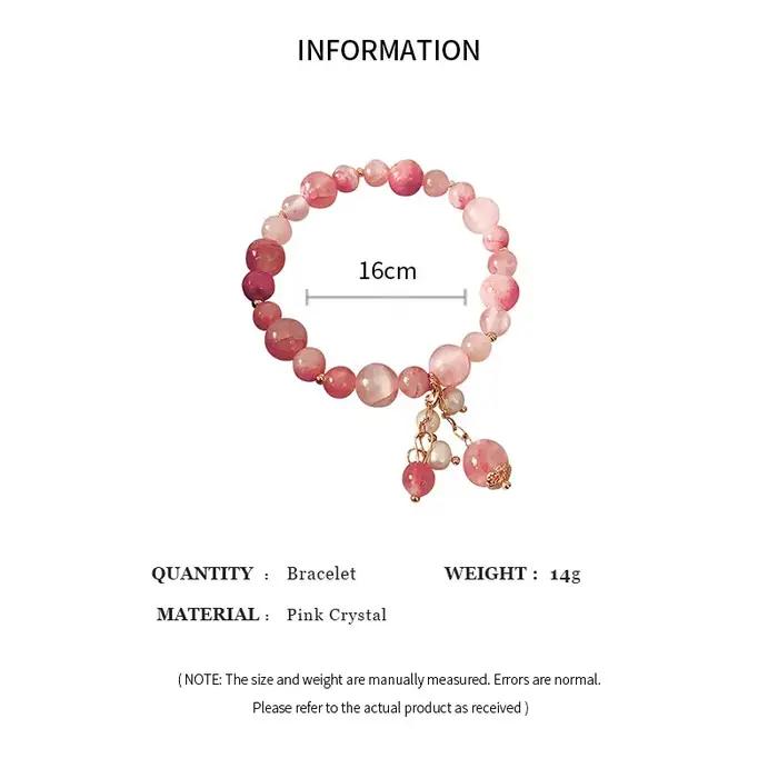 Bracelet en Pierre Naturelle et Clip Rose pour Femme
