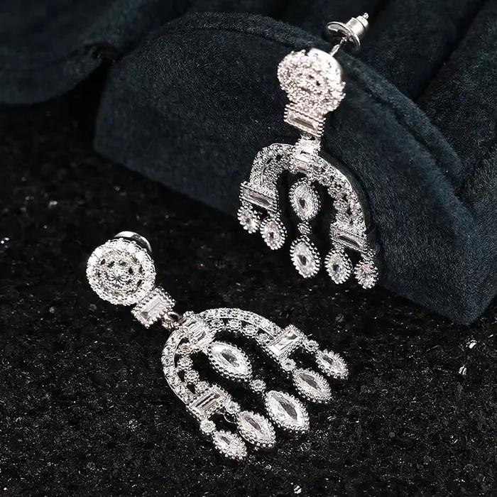 Huretailers-Boucles d'oreilles pendantes de style bohème pour femmes, accessoires polyvalents, bijoux de fête délicats, cadeau d'amour des travailleurs, document en argent, mode