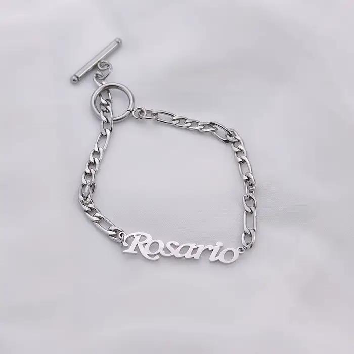 Bracelet personnalisé avec nom pour femme, or, acier inoxydable, bracelets de couple, lettres pour b