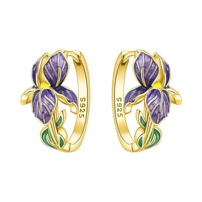 Boucles d'oreilles créoles Orstarry en argent sterling 925 avec scintillement de zircon pour femmes occasions spéciales multicolores elegant et moderne