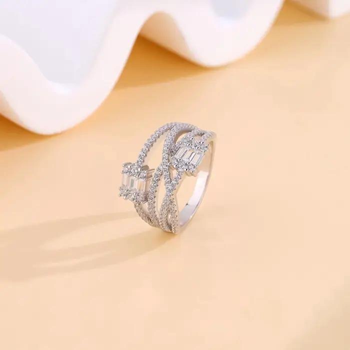 Vinregem Bague de fiançailles et de mariage en saphir créé en laboratoire pour femme