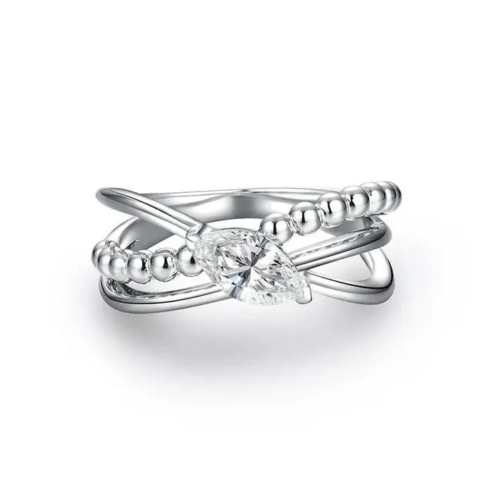 Bague Moissanite Charmante 2025 en argent sterling 925 pour femmes et hommes, coupe Marquise, pierre précieuse VVS1 à FL, cadeau de luxe pour occasions spéciales