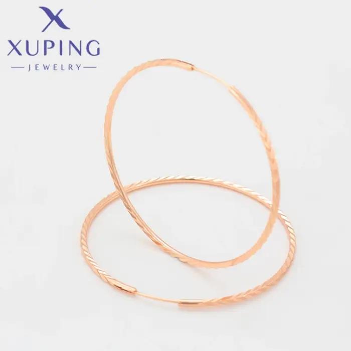 Xuping-Boucles d'oreilles créoles en or rose pour femme