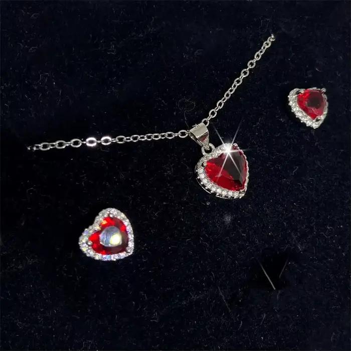 CC – ensemble de bijoux en forme de cœur pour femmes
