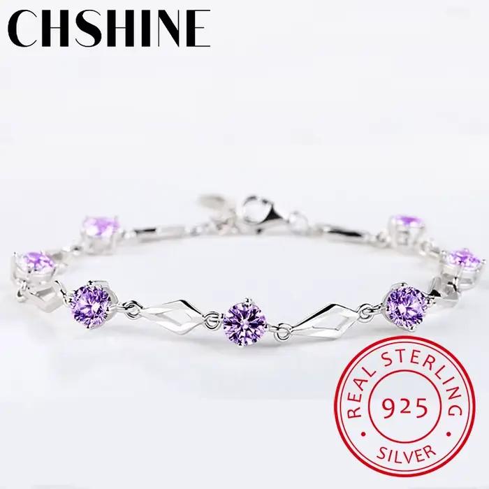 Argent 925 bijoux Bracelets pour femme à la mode améthyste 925 Bracelet