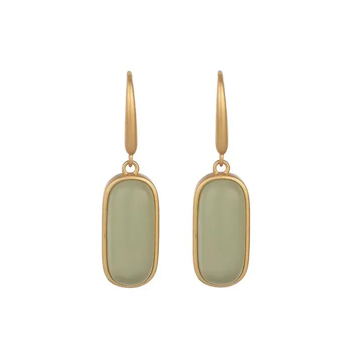 Boucles d'oreilles en Jade naturel porte-bonheur, accessoires de mode de luxe, pierre précieuse scul