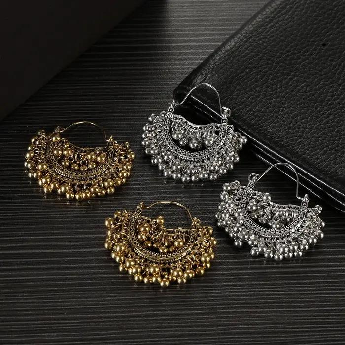 Boho Gold Document Beads Tassel Boucles d'oreilles pour femmes