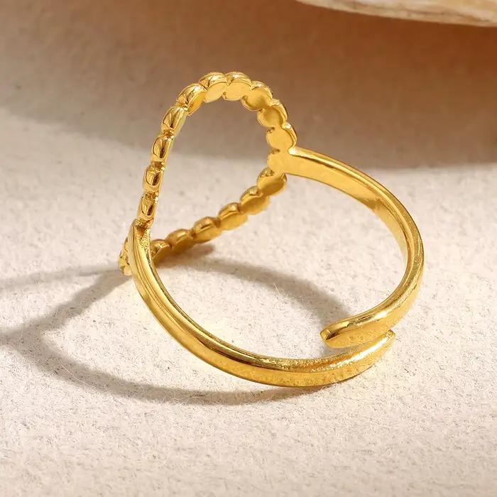 Bague circulaire en perles creuses femme minimaliste plaqué or 18 carats pour anniversaire et occasions spéciales