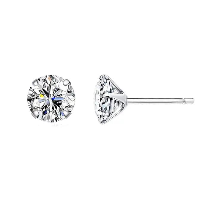 Bamoer CZ Boucles d'oreilles à tige en argent sterling 925 plaqué platine rond zircon cubique hypoal