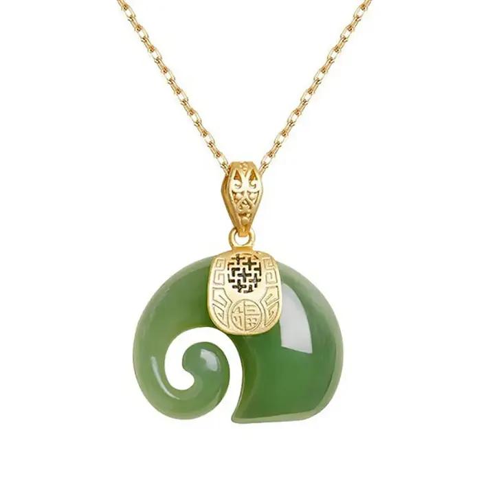 Collier ras du cou élégant en pierre naturelle de jade Hetian avec pendentif éléphant pour femme