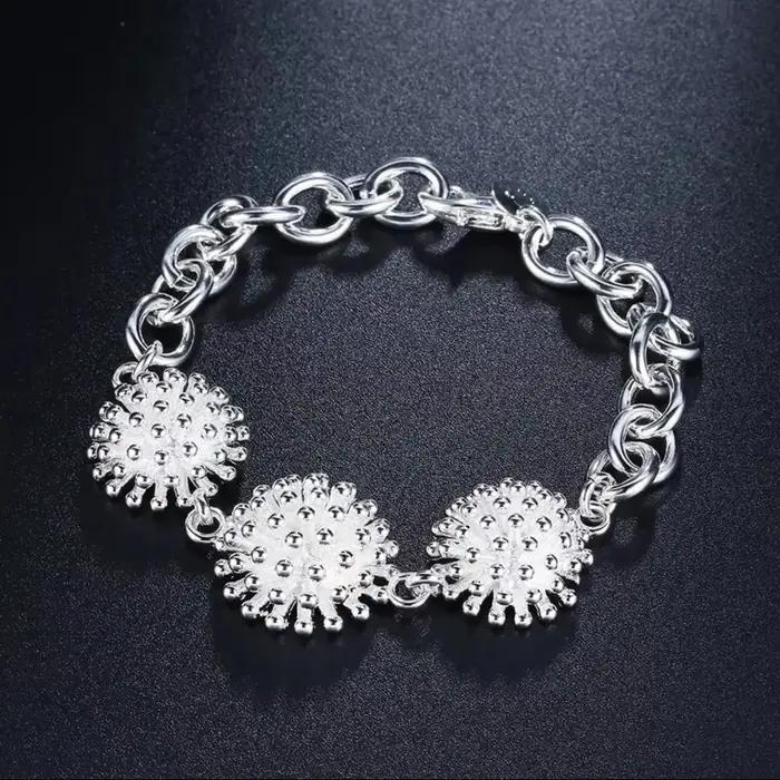 Bracelets en argent Sterling 925 pour femmes et hommes, chaîne de fleurs rondes, 20cm, cadeaux de no
