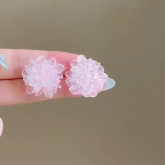 Grande fleur de camélia blanche, boucle d'oreille Simple et exagérée en résine, bijoux d'oreille pour mariage, meilleur ami, cadeau de noël
