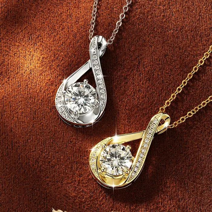 Collier en moissanite à coupe ronde Lnngy 8MM 2.0CT