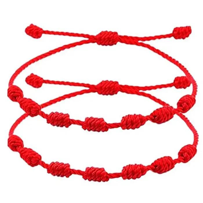 Bracelet Rouge Tressé Main Protection Amoureux Occasions Spéciales Pour Femme Homme Couple