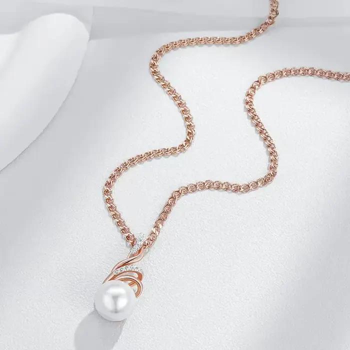Wbmqda – pendentif et collier élégant en perles blanches pour femmes