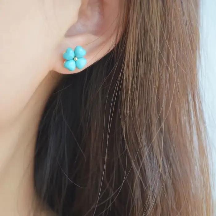 Boucles d'oreilles en argent plaquées pour femmes, design classique, coeur bleu, occasion spéciale, cadeau d'anniversaire