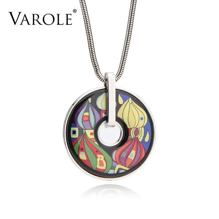 VAROLE – collier classique bohémien pour femmes, ras du cou, chaîne serpent, Style Vintage, pendentifs peints