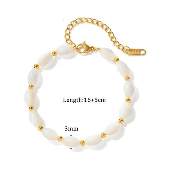 Bracelet de perles de coquillage de mer de 3mm pour femmes, bijoux sur la main, cadeau de fête, en a