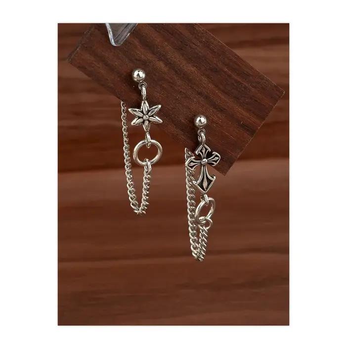 Boucles d'oreilles géométriques brillantes en argent Sterling 925 pour femmes
