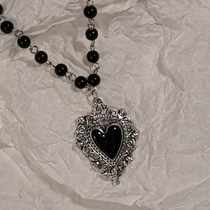 Collier avec pendentif croix d'amour créatif personnalisé Y2K Sweet Cool Girl