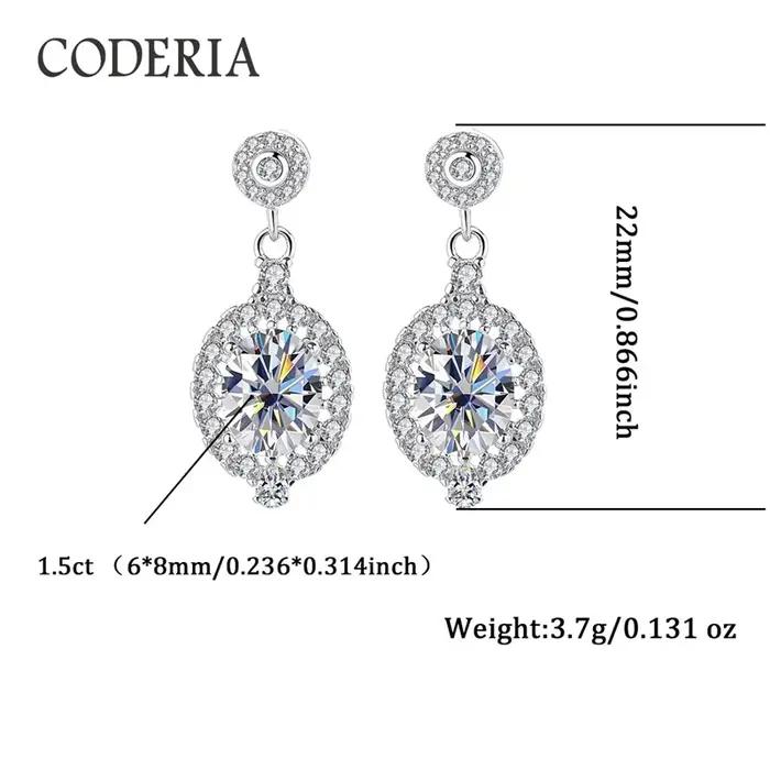6*8mm 1.5 Carat ovale Moisanne boucles d'oreilles femmes bijoux de mariage cadeau 925 argent Sterling plaqué or 18K