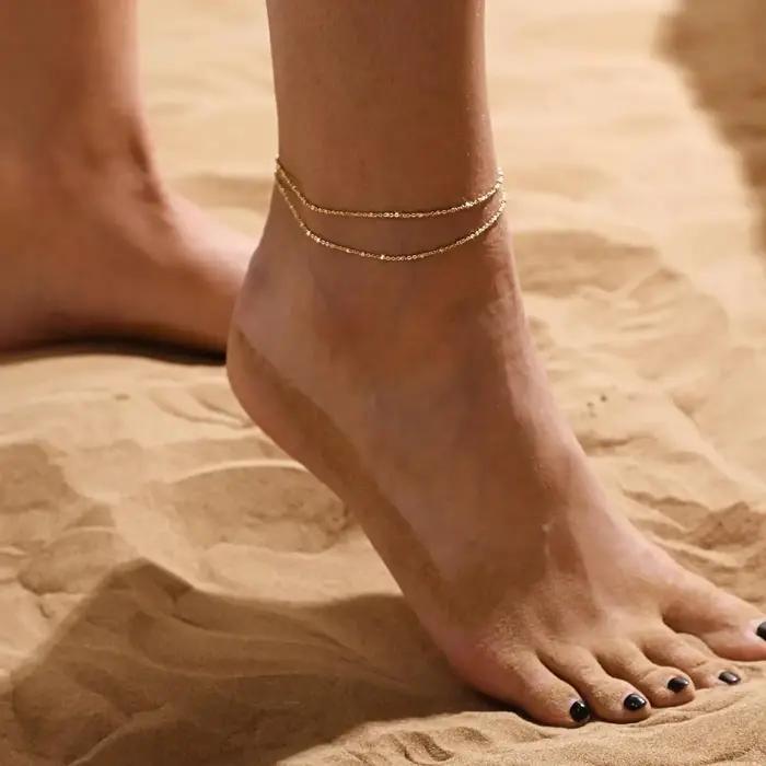 Bracelets de cheville en or et plaqué argent pour femmes style moderne perles imperméables occasions spéciales