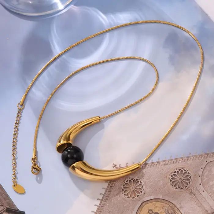 Ensemble de boucles d'oreilles et collier Chic, pendentif rond de Style d'angle Unique, avec chaîne fine en acier inoxydable, bijoux à breloques à la mode
