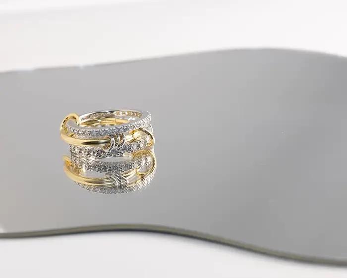 Bagues empilables en or véritable 18 carats pour femmes