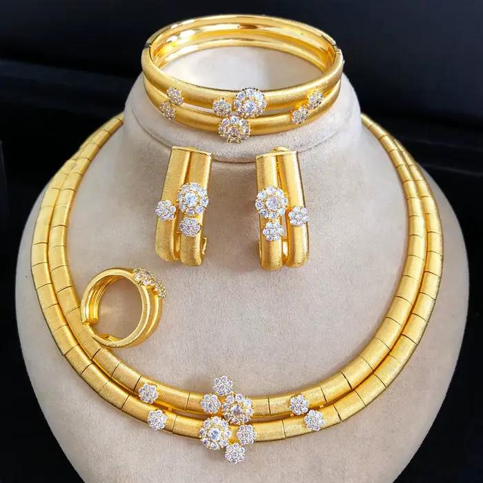 Parure de Bijoux Africaine GODKI Ensemble de Luxe à la Mode avec Zircone Cubique pour Occasions Spéciales Femme