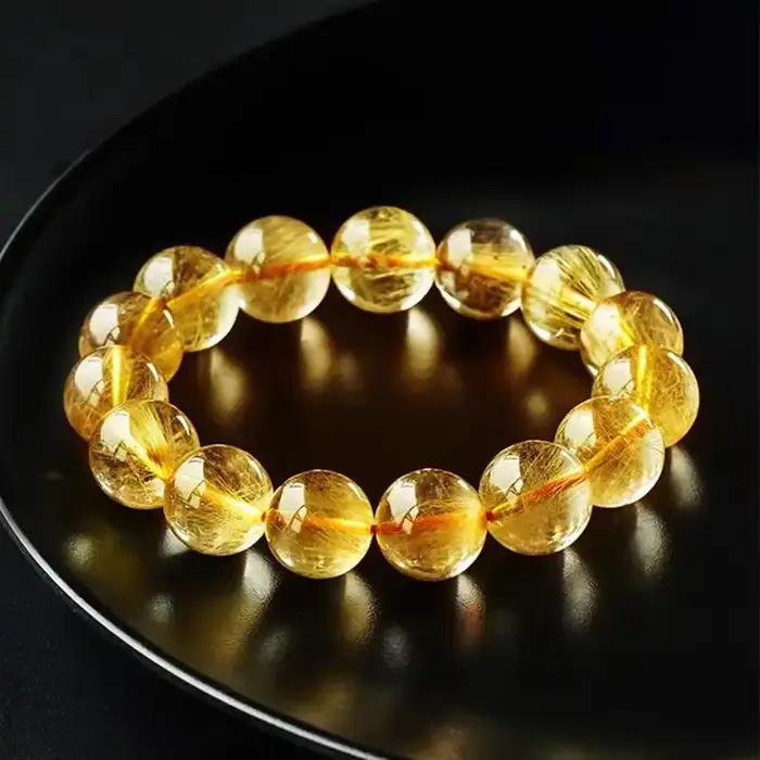 Nouveau Bracelet Perlé en Quartz Rutile Naturel 2026