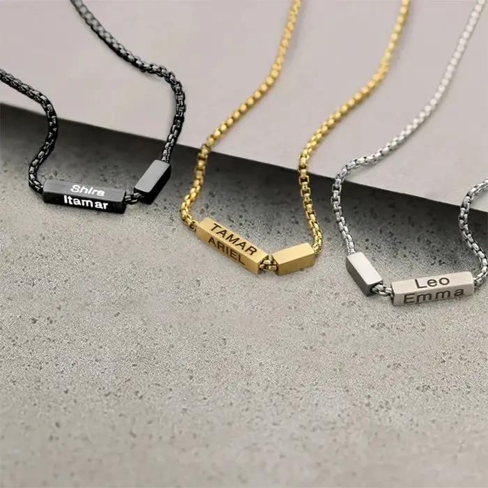 Collier personnalisé nom gravé acier inoxydable cadeau anniversaire femme style hiphop rock occasions spéciales