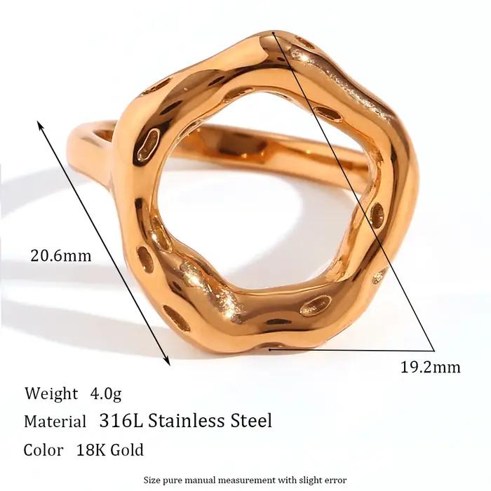 E.B.belle-Bague en titane plaqué or pour femme, cercle creux irrégulier, bague en acier inoxydable