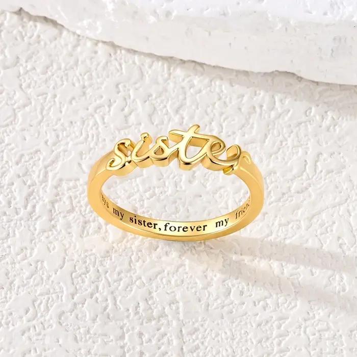 Bague Suster originale en argent Sterling 925 doré pour femmes et filles