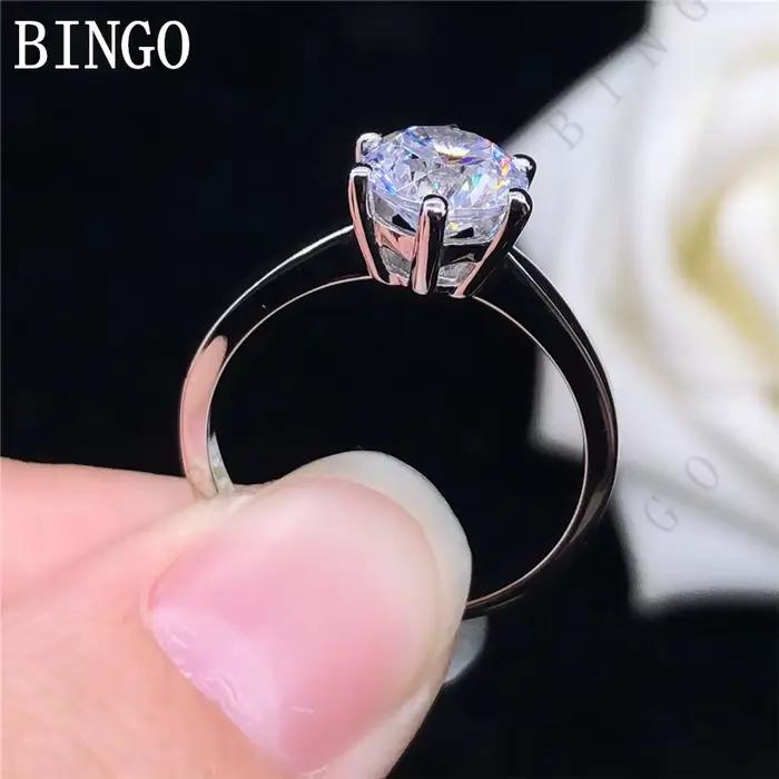 Bague Solitaire en or blanc massif 18K AU750 1CT