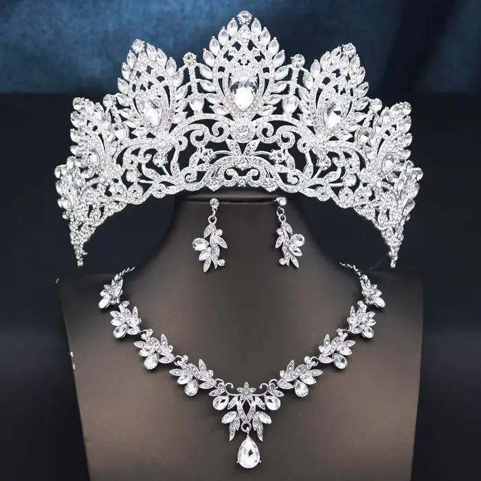 Parures de bijoux de mariée de luxe pour femmes : collier