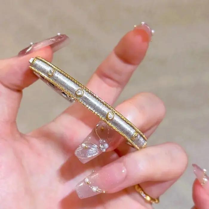 Bracelet Vintage Géométrique Plaqué Or avec Tracker d'Humeur pour Femme Occasions Spéciales