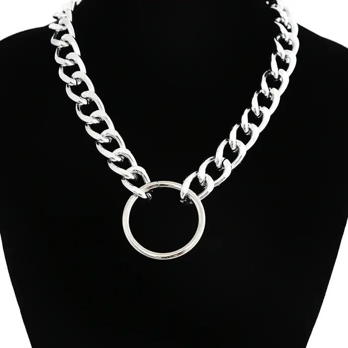 Collier Chaîne Massif Gothique Grunge Ras Du Cou Pour Fêtes Occasions Spéciales Plaquées Argent Or Antique